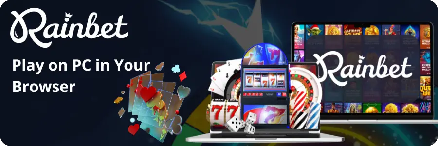 Rainbet casino lobby open in desktop browser on PC screen